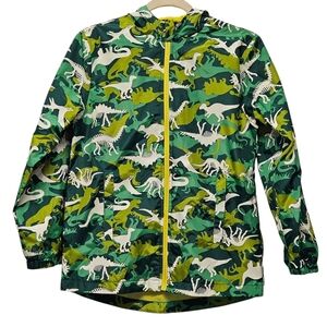 Wonder Nation Kids Raincoat Large 10-14 Dinosaur Print Windbreaker Zip Up Hooded